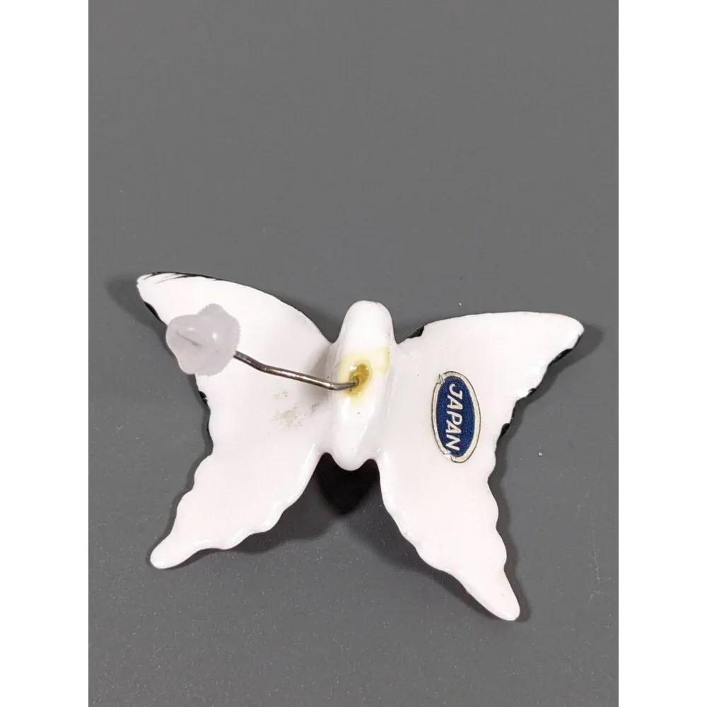 Vintage Japan Porcelain 3D Pin Painted Butterfly Stick Pin‎